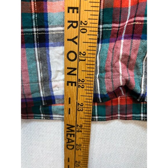 J. Crew Women Snowy Stewart Tartan Boxy Top Ruffle Trim Size M Multi Long Sleeve - Picture 9 of 12